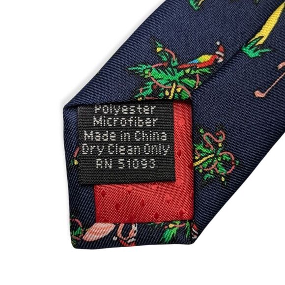 Hallmark Holiday Traditions Men's Blue Flamingo Festive Tie - Picture 3 of 4